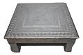 Puja Bajot Wooden Small Chowki Table Silver Kalash Chaurang - 18"